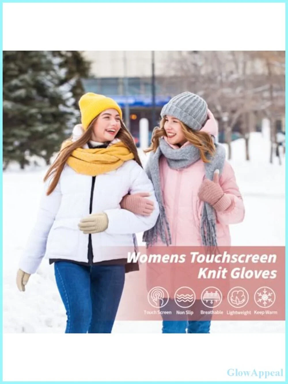 4 Pairs Touchscreen Knit Gloves for Women Winter Cold Weather with Fleece Lining